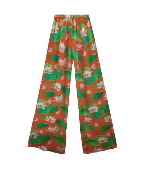 Lotus Print Straight Fit Pants