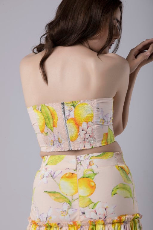 Lemon Print Bustier Top