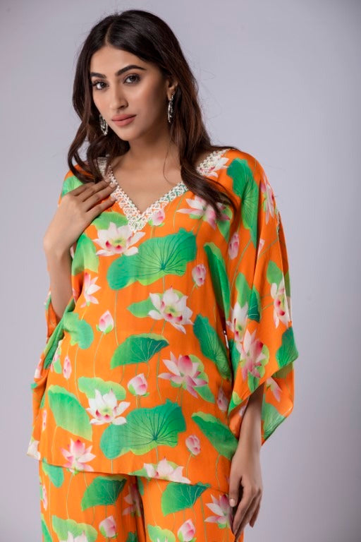 Lotus Print Kaftan Top