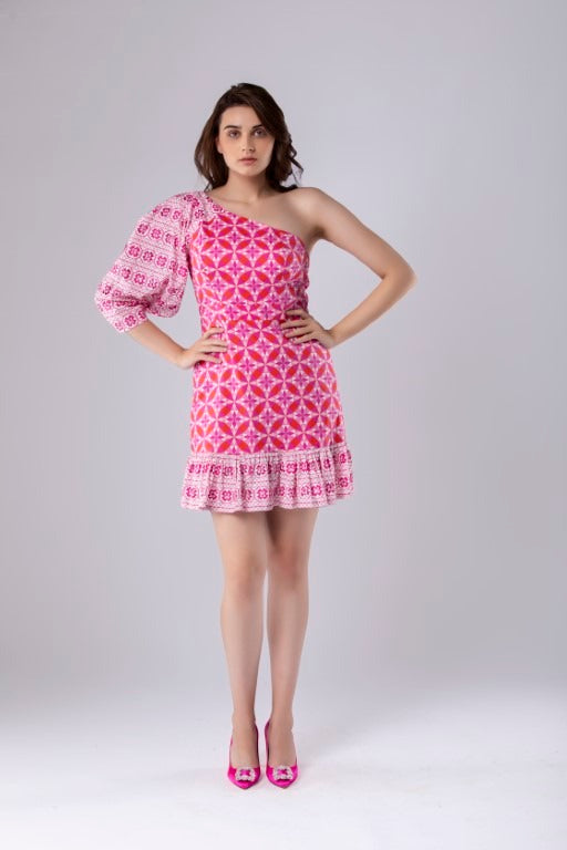 Geometric One-Shoulder Dress